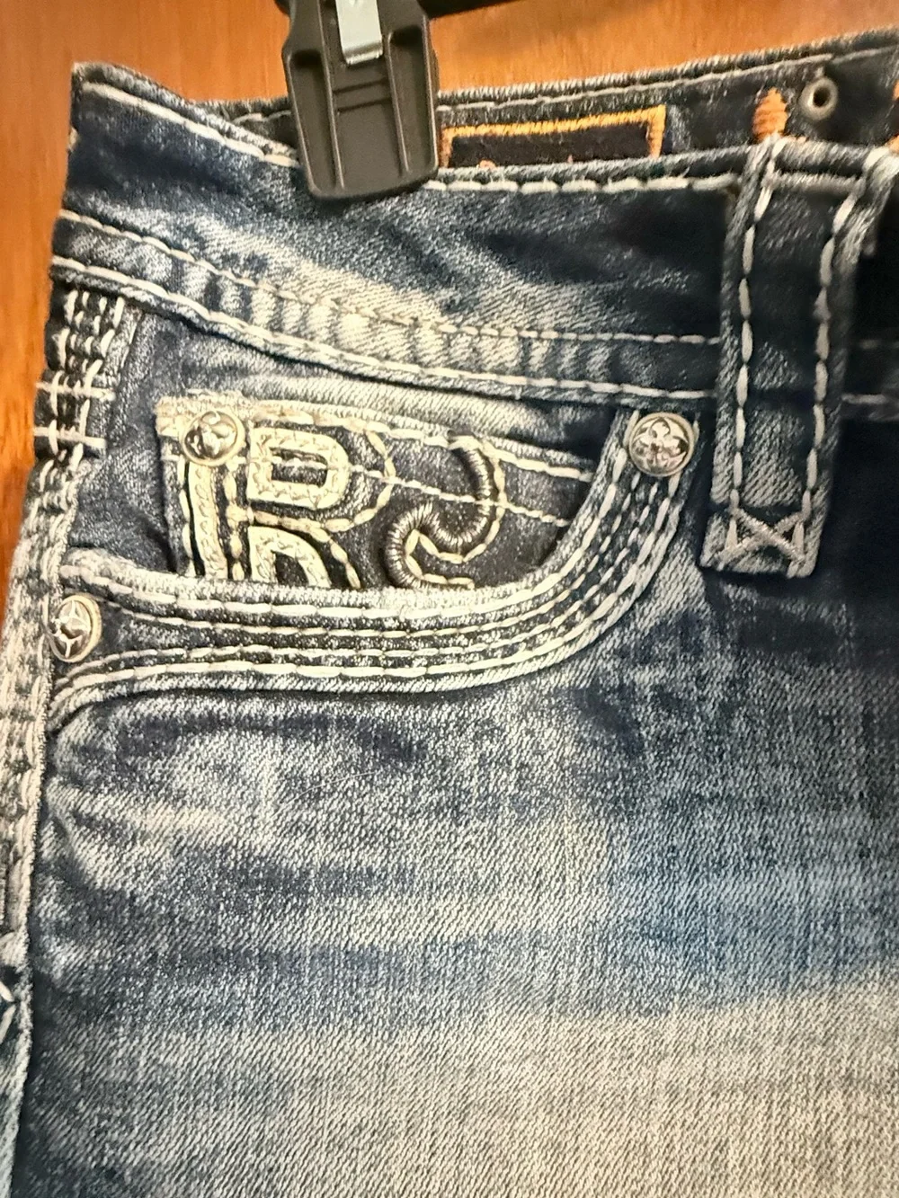 Rock Revival Light Blue Embellished Denim Shorts - Picture 3 of 7